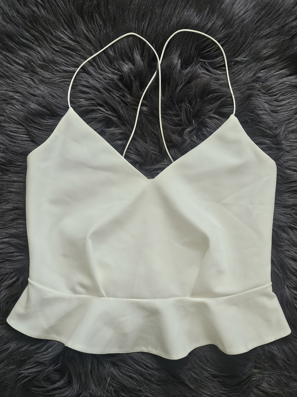 River Island Cream Peplum Cami Top with Spaghetti Straps